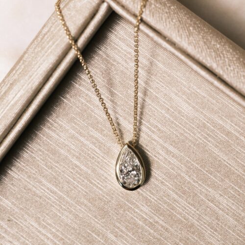 Pear Diamond Bezel Necklace